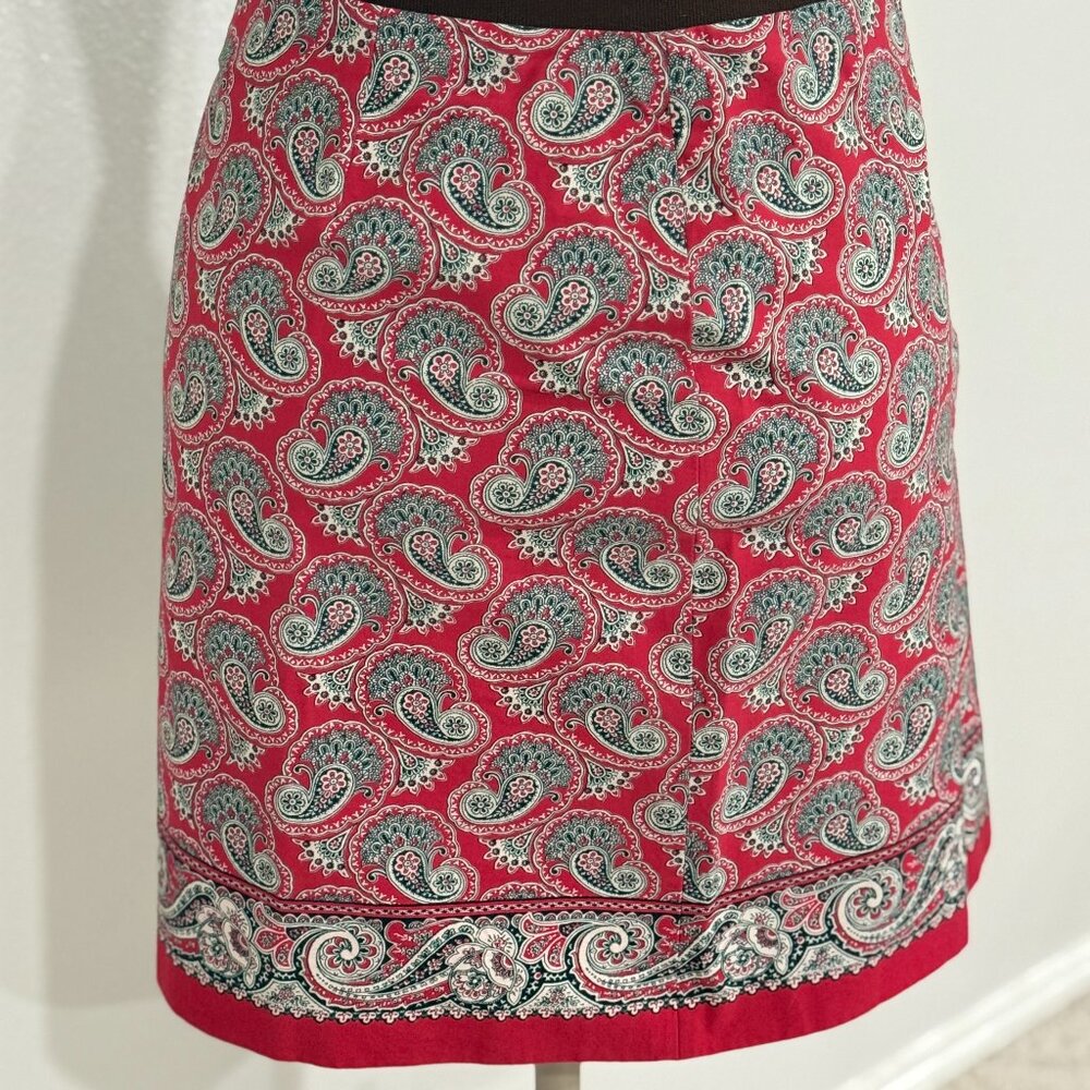 Petite Sophisticate Red Paisley Stretch Skirt
